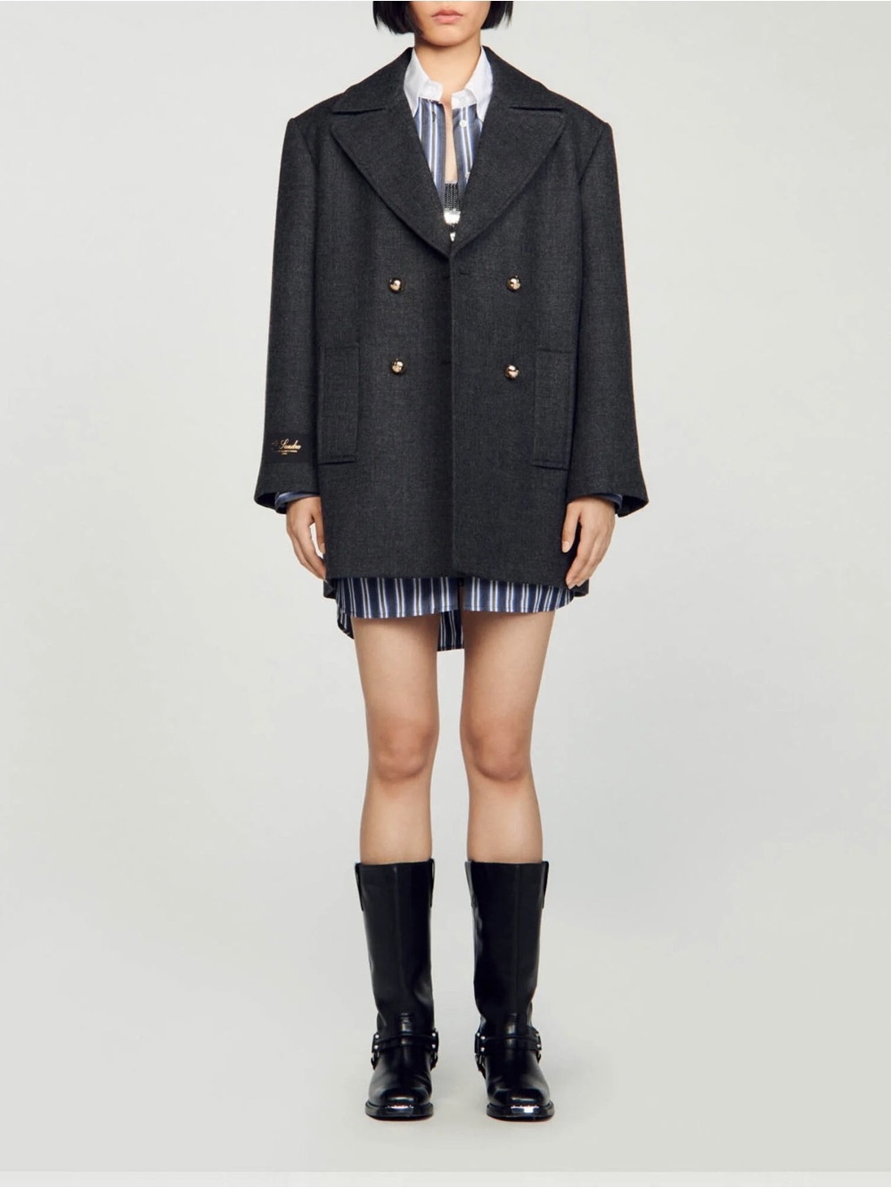 Sandro Virgin Wool Peacoat